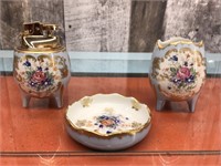 Limoges style Birks porcelain smoking set