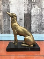 Vtg. spelter Borzoi on marble base