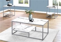 , 3pcs Marble Look Coffee& End Tables Set,