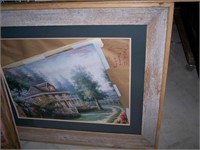 2 Large Pictures/Mirror, BEAUTIFUL Barnwood Frame