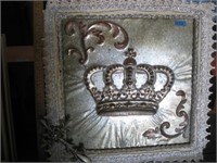 Hand Decorated Metal Crown / Cross Picture