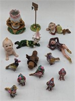 (E) Figurines including glass birds, fairies,
