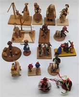 (E) Hand made wooden figurines made in Poland,