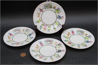 4 Japanese Hand-Painted Porc. Country Girl Plates