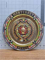 Monterrey Mexico decorative brass plate 11" Mayan