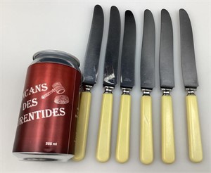 6 couteaux a beurre Birks, stainless, vintages
