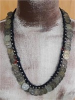 COIN AFRICAN TRADE BEAD NECKLACE ROCK STONE LAPIDA