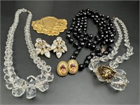 Vintage crystals necklaces, brooches,earrings/ring