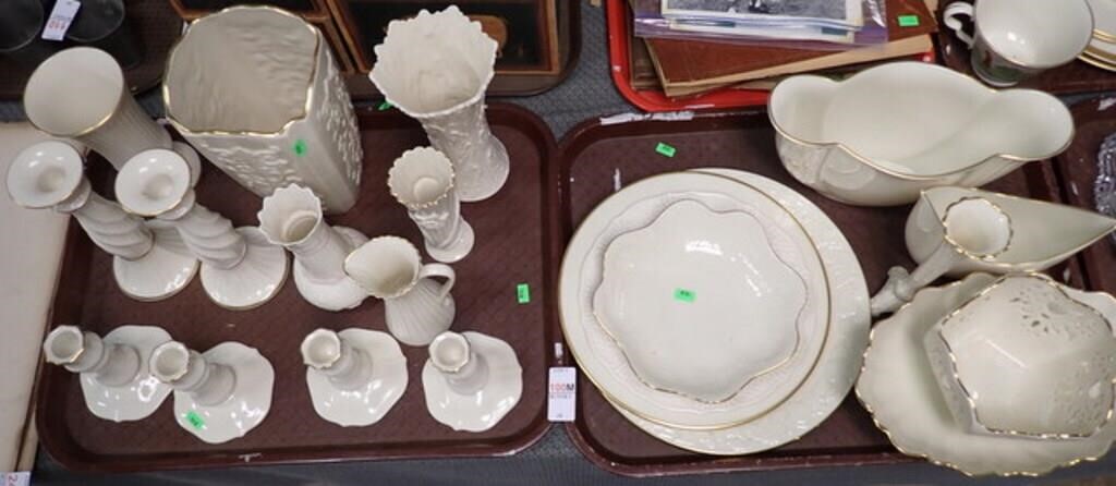 2 TRAYS LENOX PLATES, VASES, CANDLE STICKS