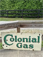 COLONIAL GAS DOUBLE SIDED PORCELAIN SIGN 49"X23"