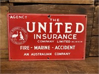Original United Insurance Agency Enamel Sign
