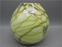 Fenton / Barber custard Trailing Heart vase,