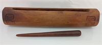 Vintage Kulkul hardwood log drum and stick 18"