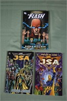 3 modern age large volume DC comic books, JSA, Fla