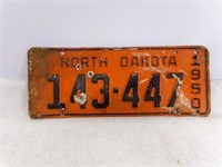 Orange & Black 1950 North Dakota License Plate