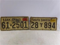 (2) 1959 South Dakota License Plates Mount