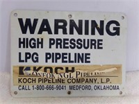 Metal Oil Field Sign - WARNING High Pressure