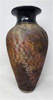 Raku Pottery Vase Signed Round Tree Pottery