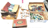 Antique Card Box, Kids Toys,, Plastic Army Men, et