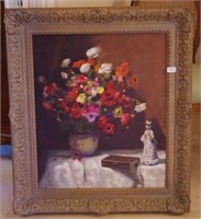 Oil on canvas, still life-  flowers