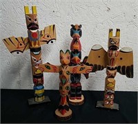 Four pieces of wooden totem Decor the tallest is