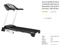 Sunny Smart Treadmill w/ Auto Incline