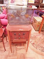 Vintage two-drawer table with copper accents and