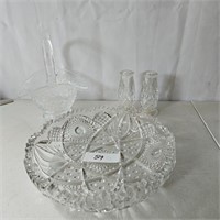 Cut Glass Crystal Basket & Dish's