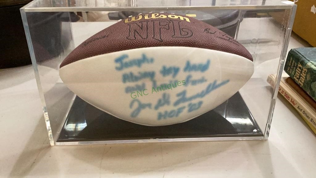 Wilson NFL football signed by Hall of Fame