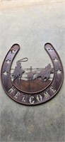 Rustic Iron 36" X 32" Cowboy Welcome Sign