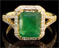 14kt Gold 3.62 ct GIA Emerald & Diamond Ring