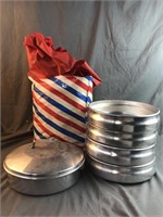 Lot of 9" Cake Pans with Carrying Case