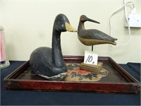 Vintage Wood Decorated Serving Tray, Shore Bird &