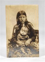 REAL PHOTO POSTCARD SQUAW & PAPOOSE