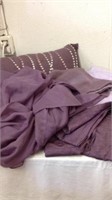Purple curtains blanket and throw pillow