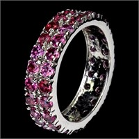 Natural Rhodolite Garnet Eternity Ring