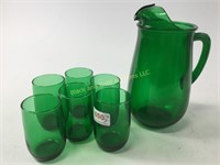 Forest Green juice glasses & water pitcher