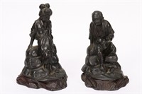 Lovely Pair of Japanese Bronze Figural Bookends,