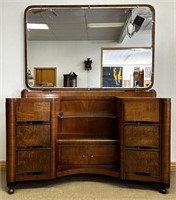 STUNNING ART DECO 1930'S WALNUT VANITY