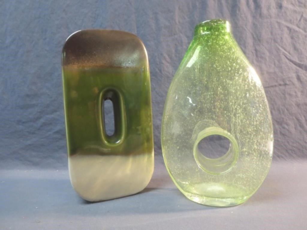 Green Glass "O" Vase