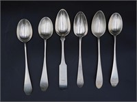 (6) American coin silver tablespoons, late
