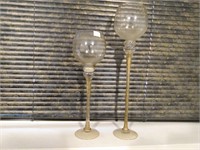 (2) Large Crystal Candle Holders