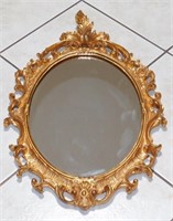 Antique Mirror with Ornate Gold-Tone Frame