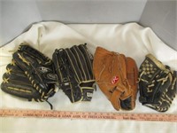 4pc Leather Baseball Gloves - Wilson / Rawlings ++