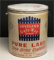 Vintage Loveland Gate-Way 50lb Lard Can