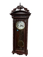 HEAVY CARVED GERMAN WALL CLOCK