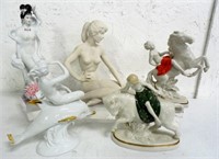 Lot of 5 Porcelain Nude Figurines 2 Are Signed