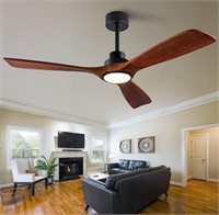 $160 52" Wood Ceiling Fan with Lights Remote