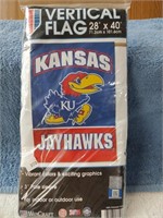 Kansas Jayhawks Vertical Flag - 28" x 40" - NIP