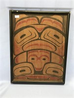 Approx. 14 1/2" Tlingit style painted on wood wall